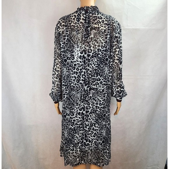 NWT Marc Cain Women's (12) Black & Gray Leopard Crepe Dress Slip Lining-$380 - Picture 8 of 15